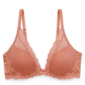 Natori Lace Trim Bra in Coral new with tags